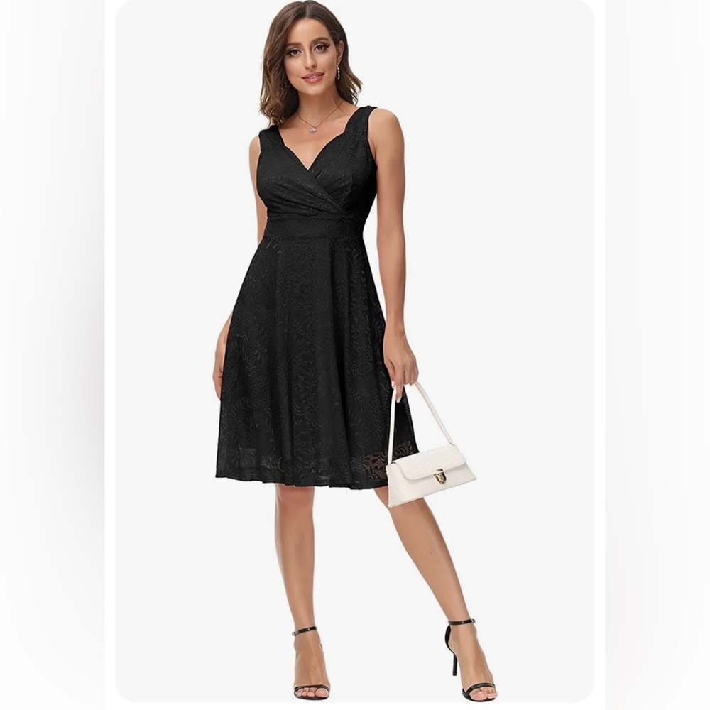 Grace Karin 2XL retro little black lace dress
